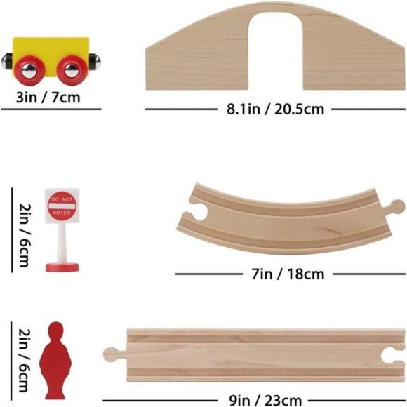 Wooden Train Set for Toddler with Double-Side Train Tracks Fits Brio, Thomas - Picture 3 of 7